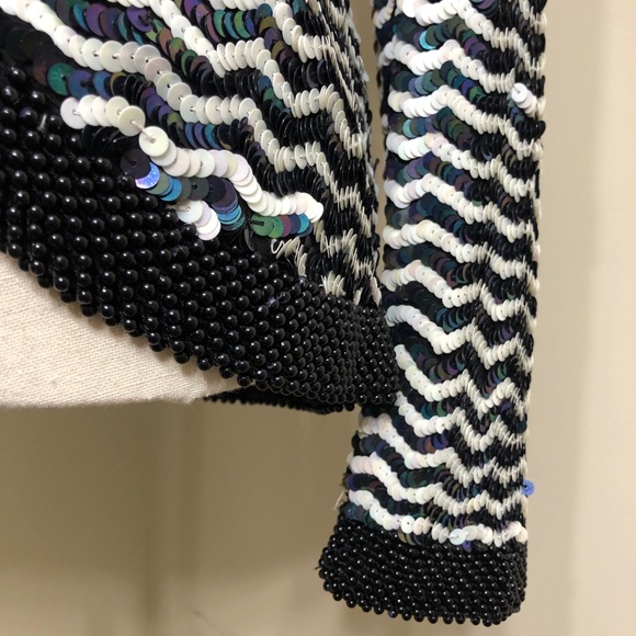 Vintage 80s NiteLine 100% Silk Sequin Blazer Small - Picture 11 of 16